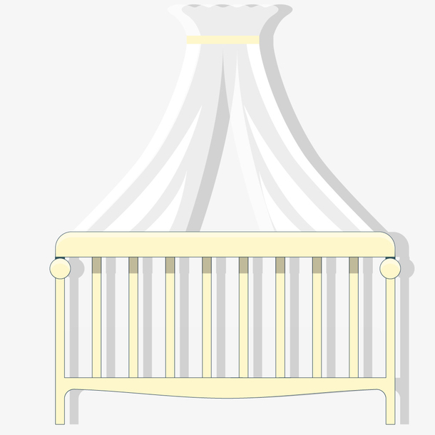 蚊帐和婴儿床手绘图