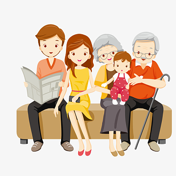 矢量手绘全家福照片