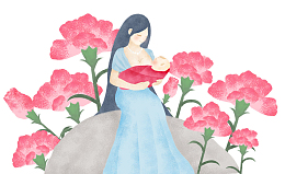 手绘人物装饰插图母亲节抱着婴儿