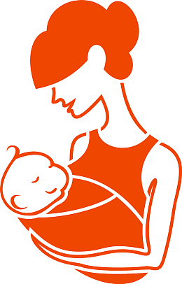 矢量母亲节母抱婴剪影