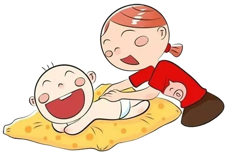 卡通妈妈给宝宝按摩