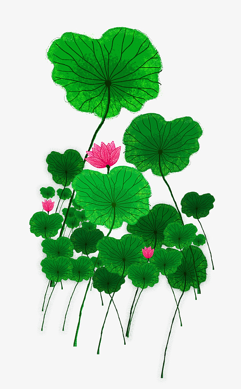 扁平化插画风格荷塘月色(862x1293)psdpng卡通三幢空房子素材(5000x