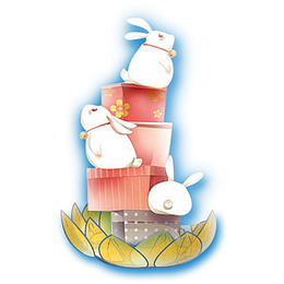 八月十五中秋佳节月兔荷花