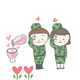 敬礼的军人卡通图