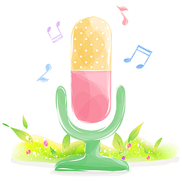 水彩话筒和音符简图