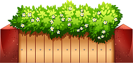 木质栅栏和绿植简图