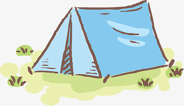 蓝色帐篷手绘图案