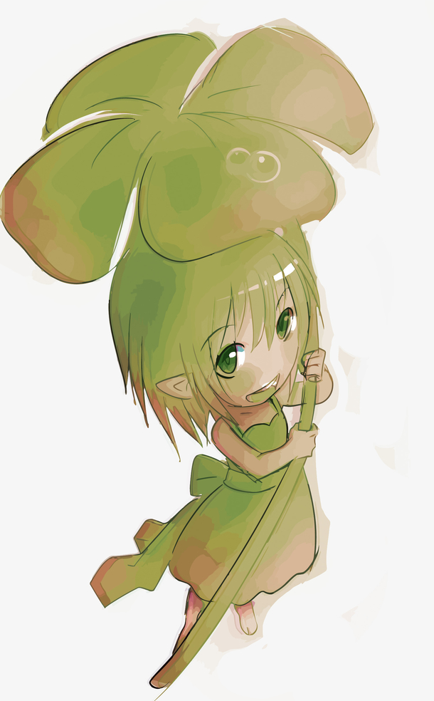 矢量四叶草女孩