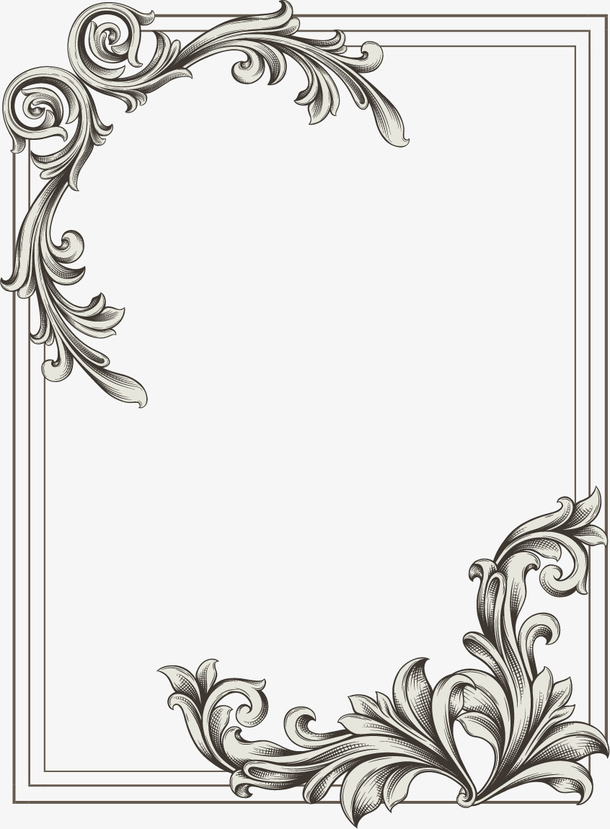 矢量手绘欧式花纹边框
