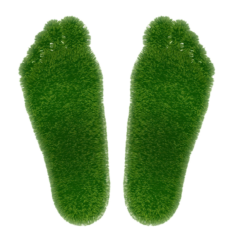绿色植物小草组成的脚印素材