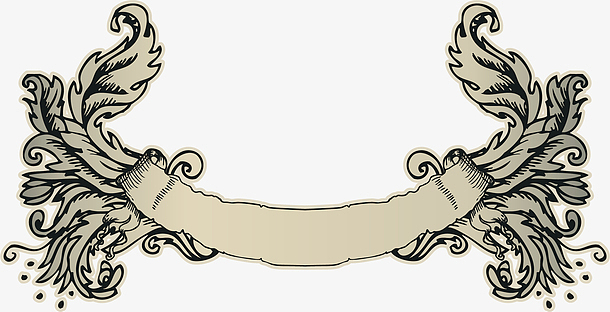 矢量手绘复古欧式丝带花纹