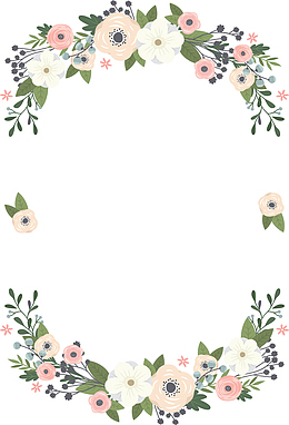 粉红花朵婚礼边框