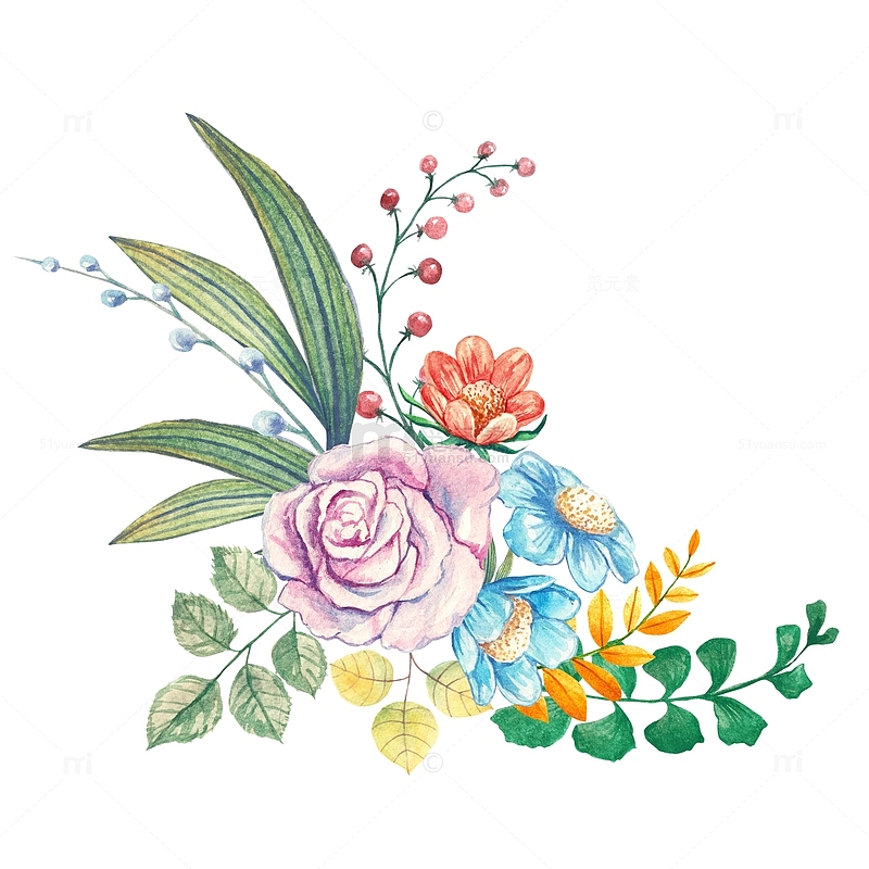 手绘水彩鲜花花卉