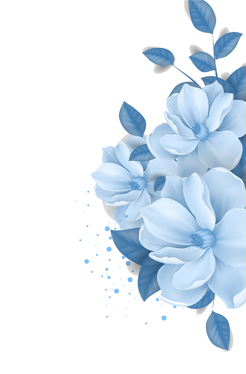 蓝色清新唯美花朵装饰图案