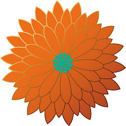 橙色金边矢量花朵