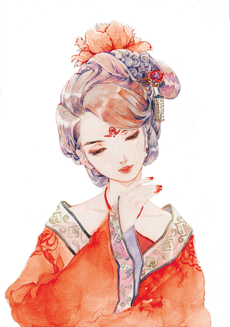 红色中国风古典美女