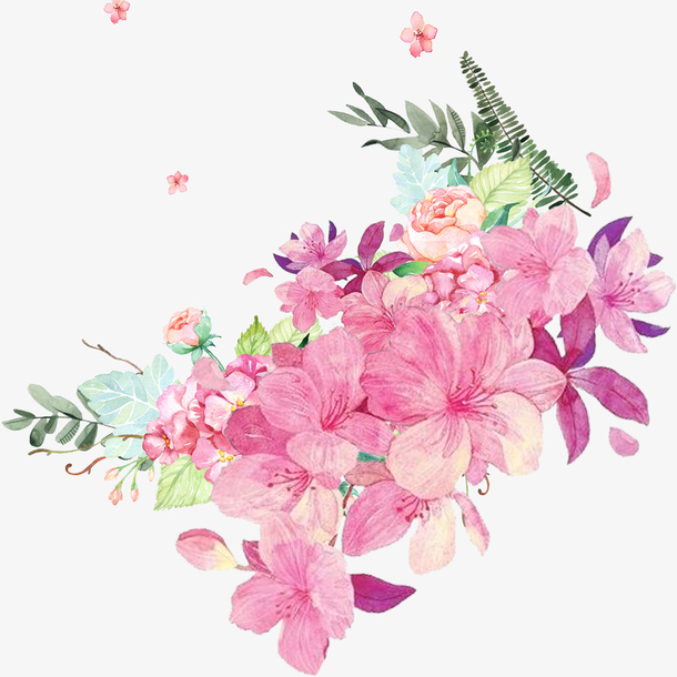 手绘娇艳花朵繁花似锦