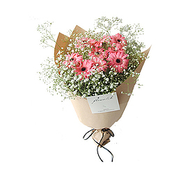 免抠粉色白色手捧花装饰