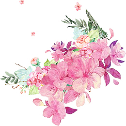 手绘娇艳花朵繁花似锦