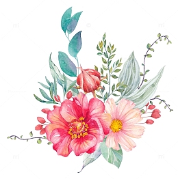 手绘的水彩花素材