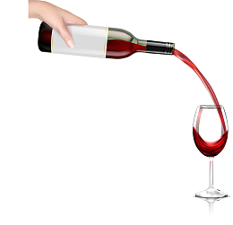 矢量手绘倾倒的红酒