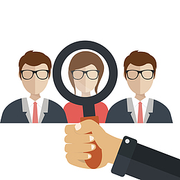 扁平化矢量招聘人员放大镜