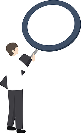 拿放大镜的男士立体插画