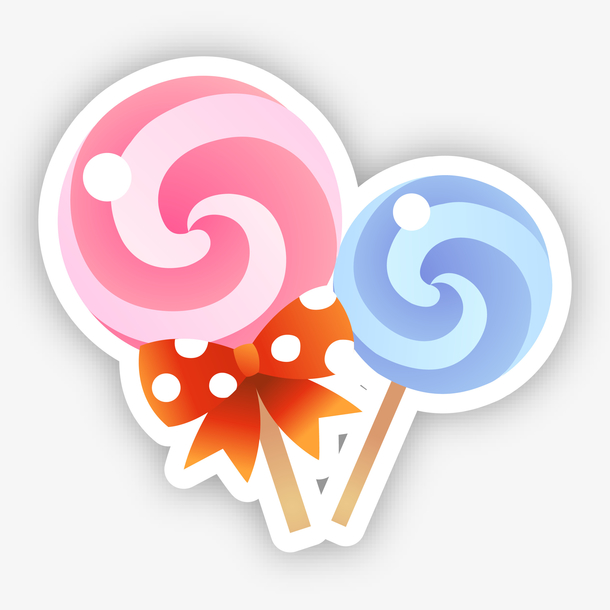 卡通两颗炫彩手绘棒棒糖