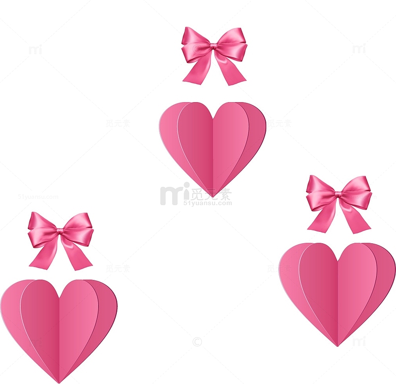 可爱浪漫粉色折纸剪纸风蝴蝶结爱