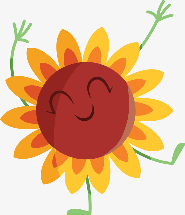 卡通向日葵花朵小人