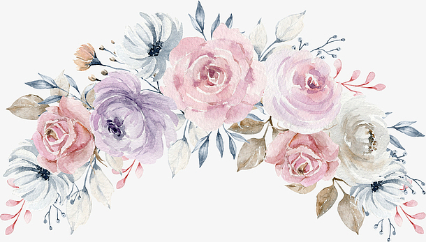 手绘小清新花朵花环免抠图