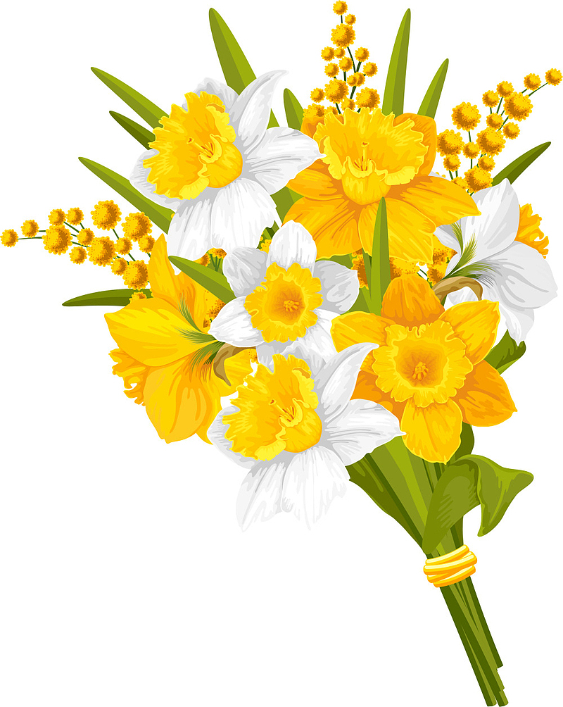 黄色美丽春季花束