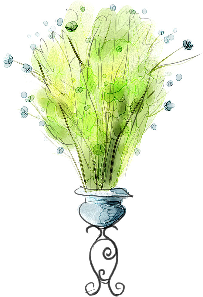 卡通手绘绿色清新花盆