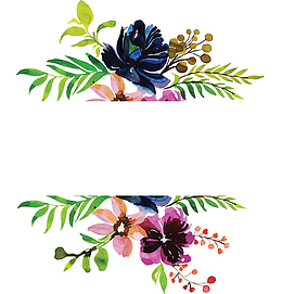 水彩花丛夏日标题框