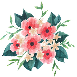 粉色水彩绘花束矢量素材