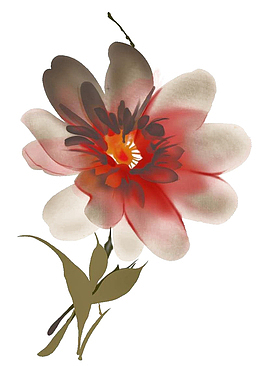 墨绿色叶子和盛开的花朵免扣素材