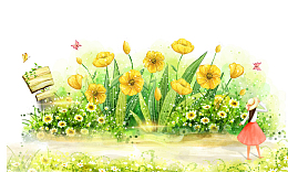 清新文艺春暖花开女孩插画