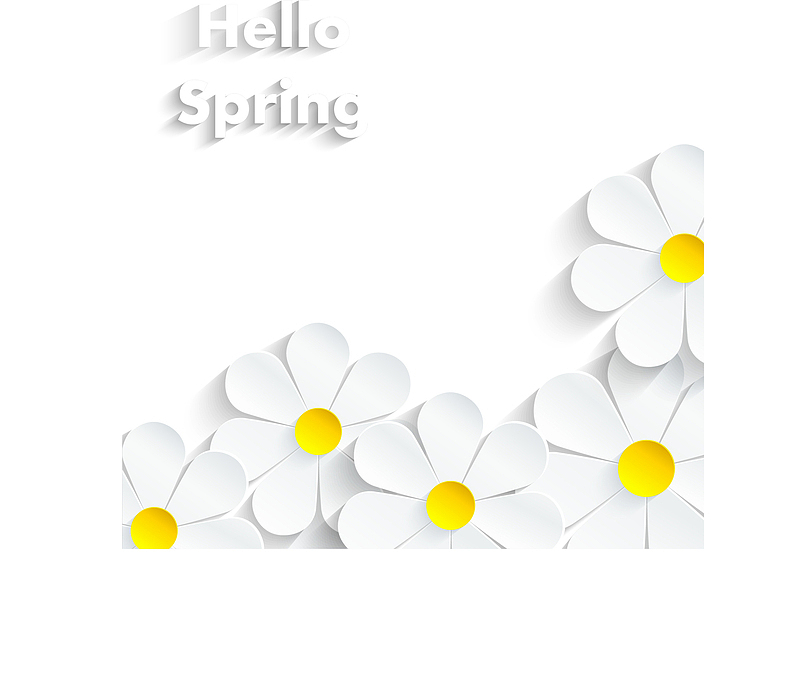 白色立体创意春季花朵装饰图案