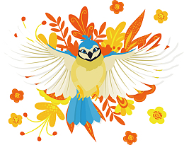 张开翅膀的可爱小鸟