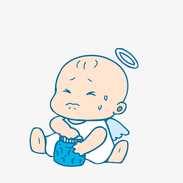 卡通用力拧开瓶盖流汗的天使素材