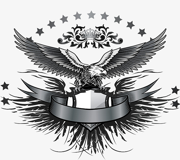 丝带横幅,盾牌,白头鹰,时尚,潮流,鹰,英文,星星,美国文化,老鹰翅膀