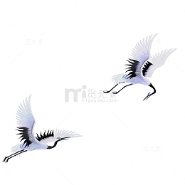 白色创意仙鹤起飞元素