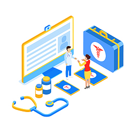 网上问诊立体设计矢量图