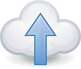 手绘卡通云数据上传箭头