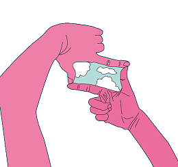 蒸汽波风格手势与蓝天白云