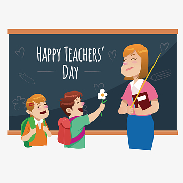 教师节三个小孩子送花给老师免扣