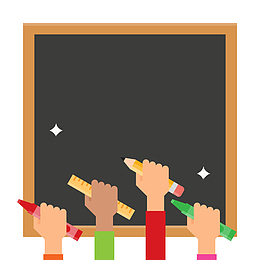 学生手臂和黑板矢量图