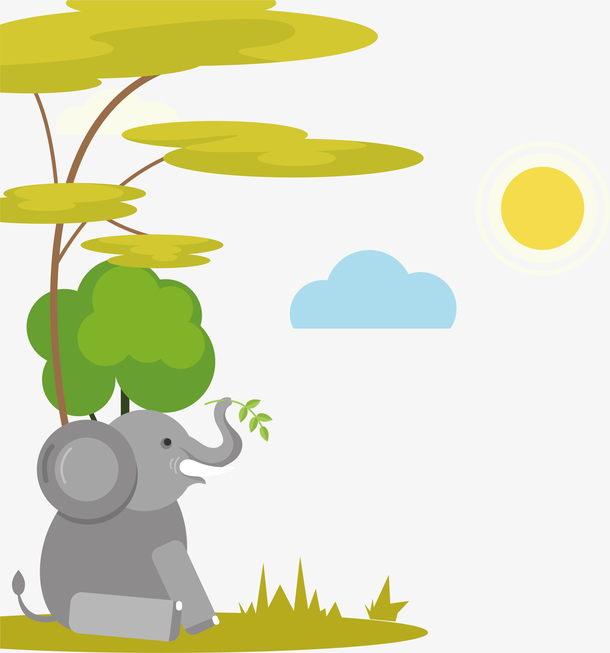 卡通矢量野生动物园大象素材