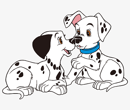 卡通矢量手绘可爱雄雌斑点狗