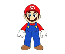 可爱戴着帽子的马里奥简笔画